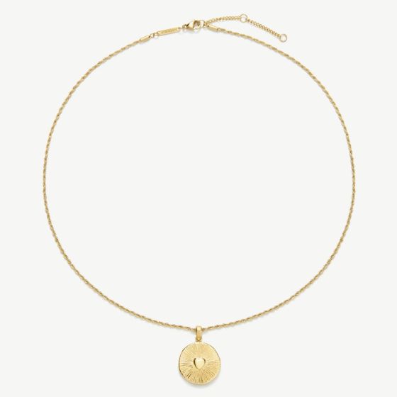D.Louise Yellow Gold Tone Plated Stainless Steel Engravable Heart Talisman Pendant THN-66