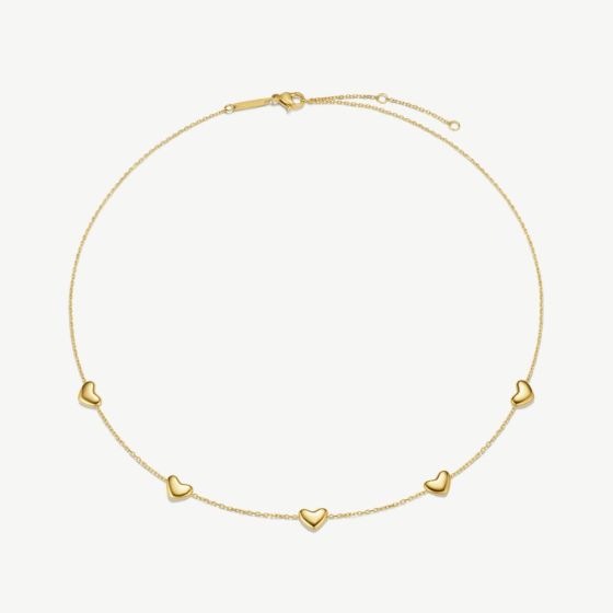 D.Louise Yellow Gold Tone Plated Stainless Steel Bubble Heart Necklace NAN-14
