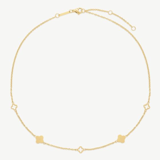 D.Louise Yellow Gold Tone Plated Stainless Steel Multi Clover Necklace SKN-35