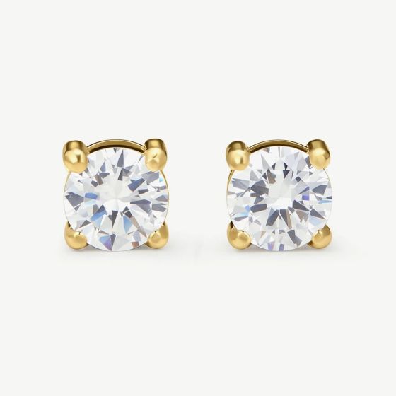 D.Louise Yellow Gold Tone Plated Stainless Steel Tennis Stud Earrings YBE-12-06