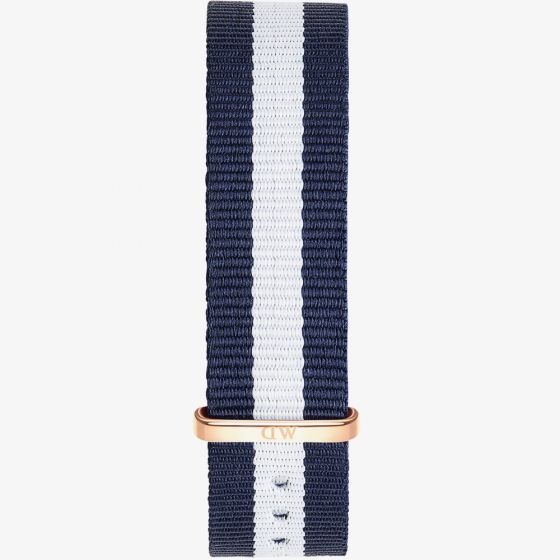 Daniel Wellington Classic 18 Glasgow Rose Gold Blue & White NATO Watch Strap 0703DW
