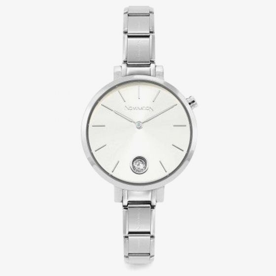 Nomination Ladies Composable Time Silver Tone Cubic Zirconia Dial Bracelet Watch 076033/017