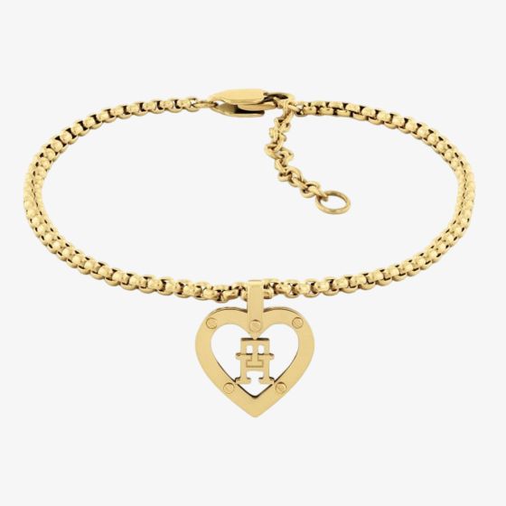 Tommy Hilfiger Monogram Hearts ladies Gold Heart Charm Bracelet 2780921