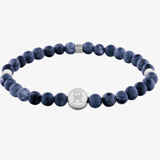 Tommy Hilfiger TH85 Mens Blue Lapis Lazuli Beaded Bracelet 2790608