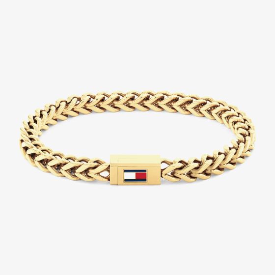 Tommy Hilfiger Gold Tone Braided Logo Clasp Bracelet 2790648