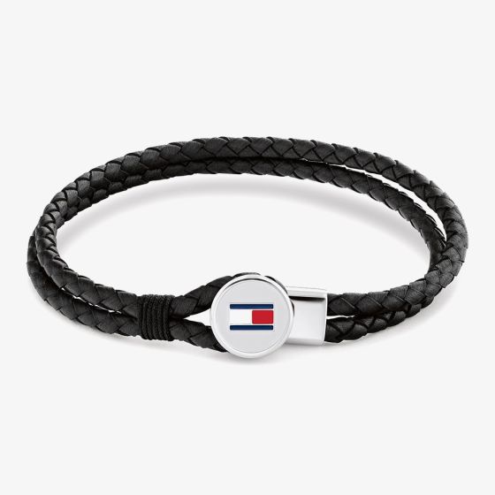 Tommy Hilfiger Bruce Braided Black Leather Bracelet 2790654