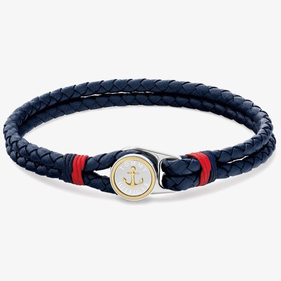 Tommy Hilfiger Nautical Blue Double Braided Leather Bracelet 2790691