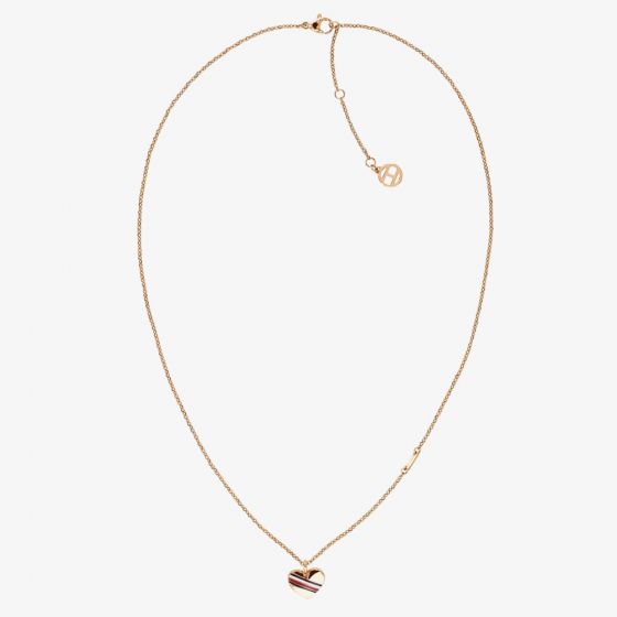 Tommy Hilfiger Rose Gold Plated Striped Heart Necklace 2780127