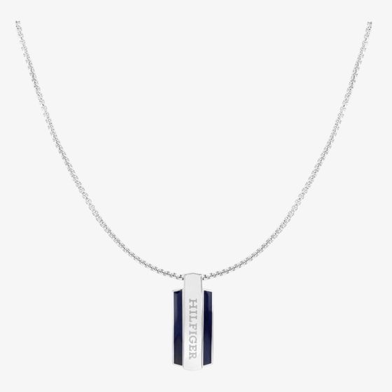 Tommy Hilfiger Parker Mens Stainless Steel Dog Tag Pendant Necklace 2790599