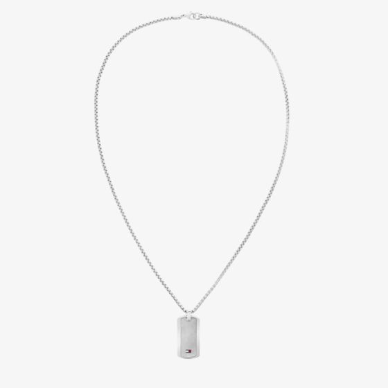 Tommy Hilfiger Mens Jameson Silver Dog Tag Necklace 2790627