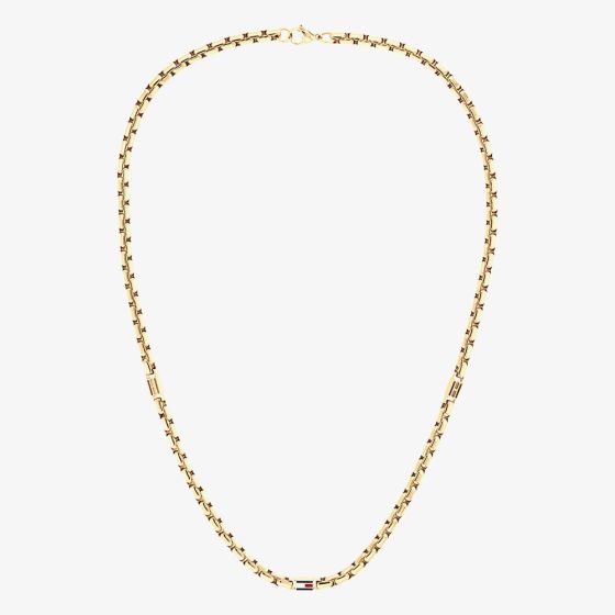 Tommy Hilfiger 3D Flag Metal Gold Plated Logo Necklace 2790673