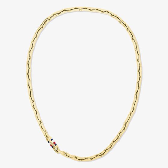 Tommy Hilfiger Yellow Gold Tone Plated Stainess Steel Logo Clasp Chain 2790746