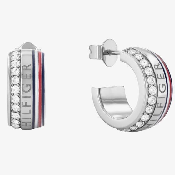 Tommy Hilfiger Mesh Silver-Tone Hoop Earrings 2780623