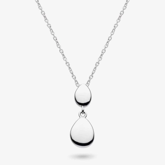 Kit Heath Sterling Silver Coast Pebbles Twin Droplet Necklace 90186RP