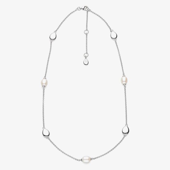 Kit Heath Sterling Silver Coast Pebble Pearl Station Necklace 90183FP