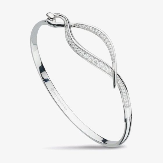Kit Heath Sterling Silver Entwine Twine Twist Cubic Zirconia Pave Hinged Bangle 70227CZ