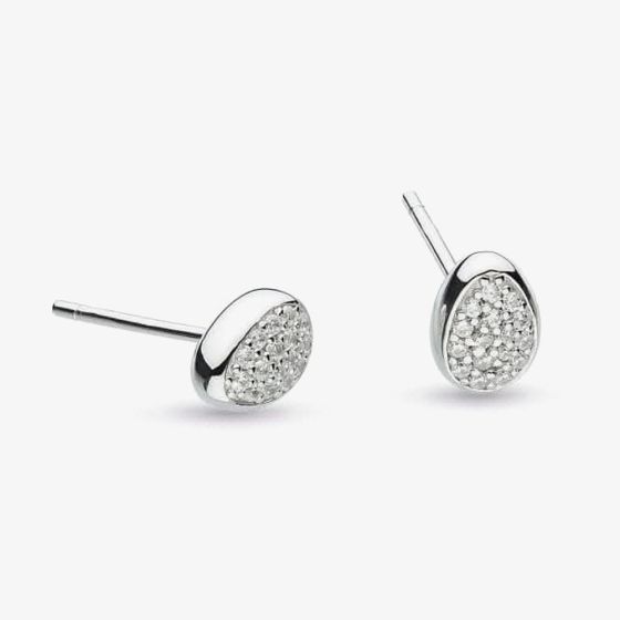 Kit Heath Sterling Silver Coast Pebbles Glisten Cubic Zirconia Pavé Stud Earrings 30188CZ