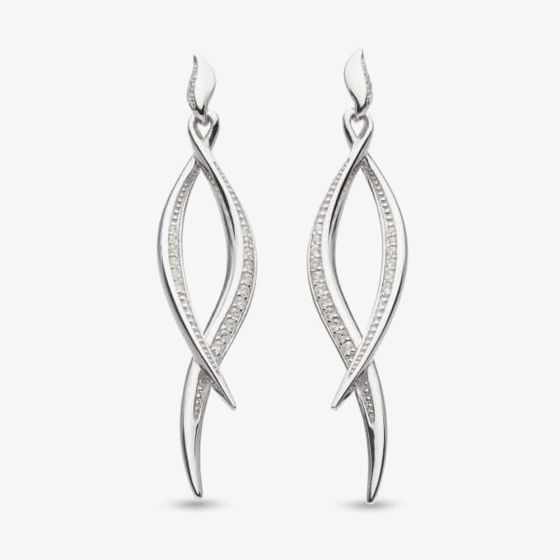 Kit Heath Sterling Silver Entwine Twine Twist Cubic Zirconia Pave Drop Earrings 50225CZ