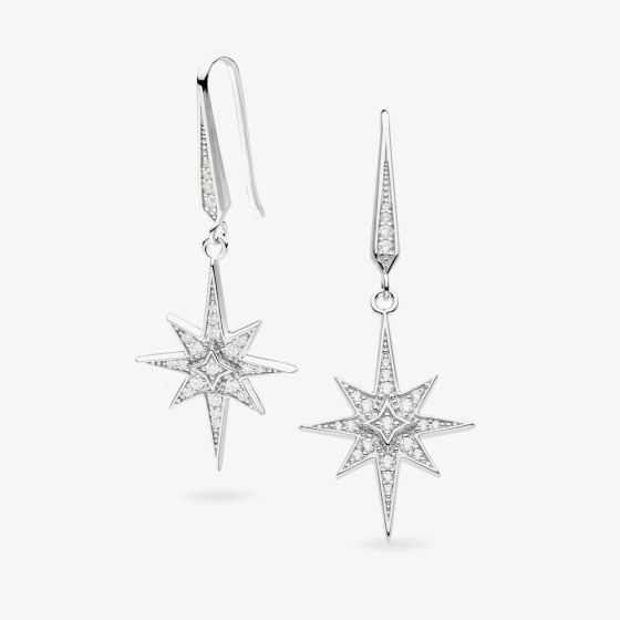 Kit Heath Silver Celeste North Star Dropper Earrings 50457CZ