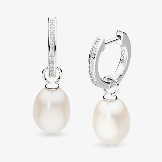 Kit Heath Silver Revival Classic Pearl Glitz Hoop Earrings 50429FPC