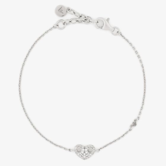 Emporio Armani Sterling Silver & Cubic Zirconia Heart Bracelet EG3647040