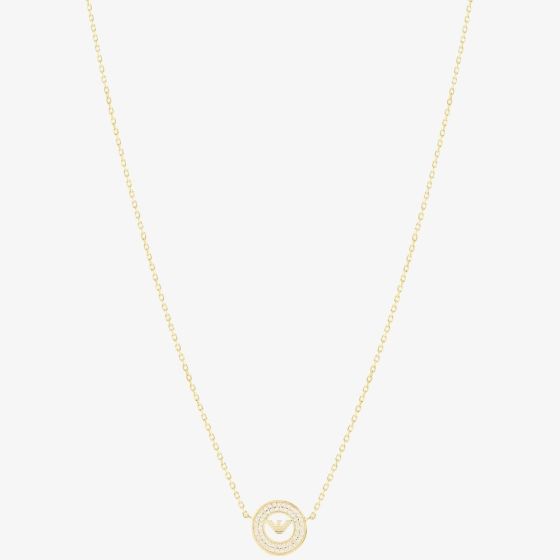 Emporio Armani Gold Tone Round Logo Coin Necklace EG3628710