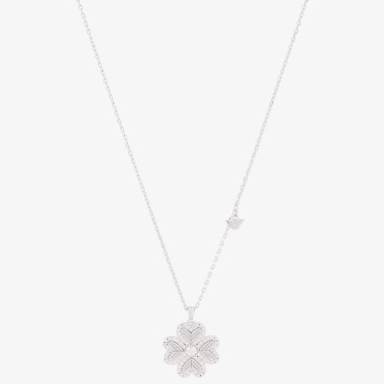 Emporio Armani Sterling Silver Clover Pendant Necklace EG3607040
