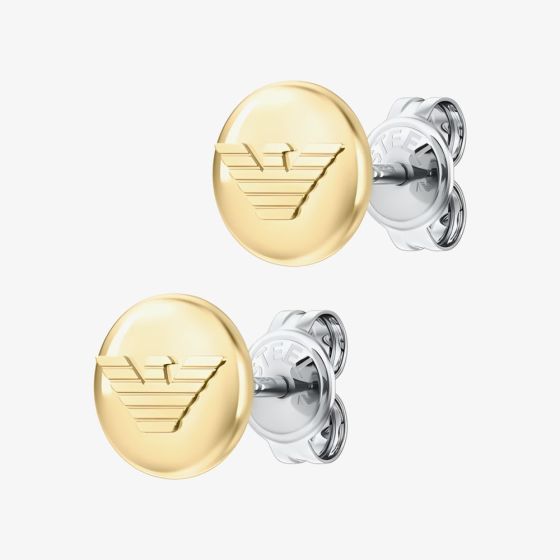 Emporio Armani Yellow Gold Tone Plated Stainless Steel Eagle Logo Stud Earrings EGS3436710