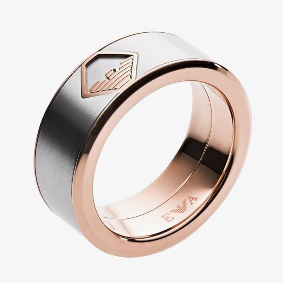 Emporio Armani Heritage Dark Stainless Steel Rose Gold Plated Ring EGS2635040 