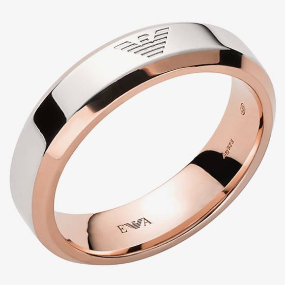 Emporio Armani Two Tone Logo Band Ring EG3510040 