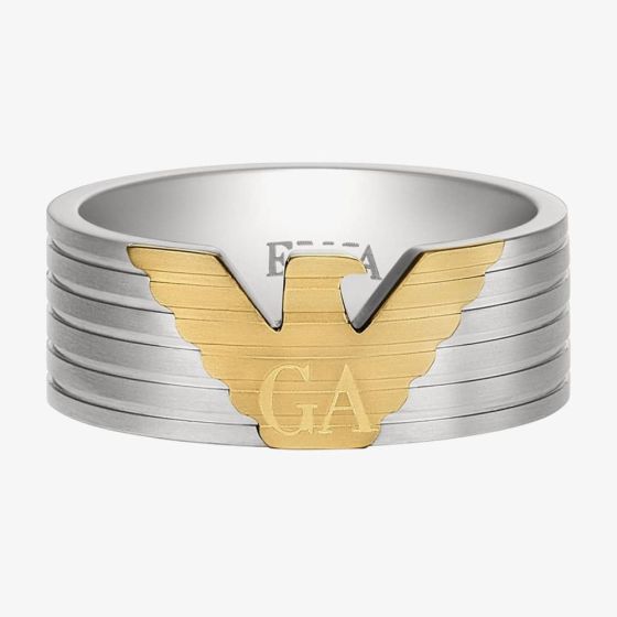 Emporio Armani Stainless Steel Gold Plated Etched Eagle Ring EGS3076040