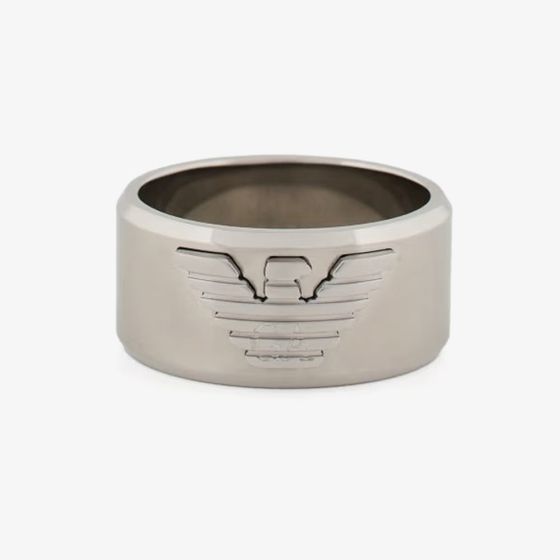 Emporio Armani Mens Stainless Steel Logo Band Ring EGS3166040 U
