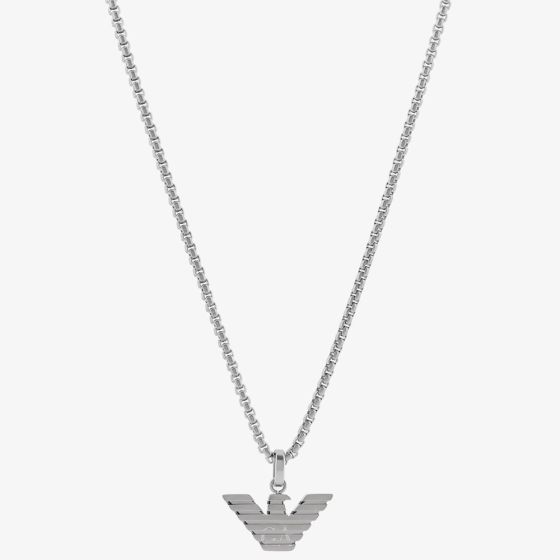 Emporio Armani Mens Stainless Steel Logo Necklace EGS3169040