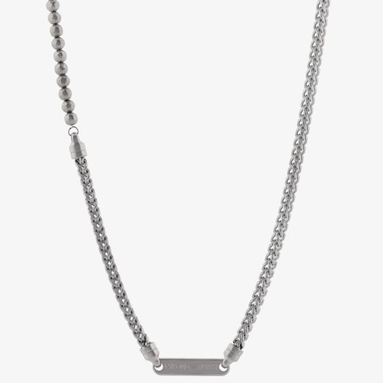 Emporio Armani Mens Stainless Steel ID Tag Chain Necklace EGS3182040