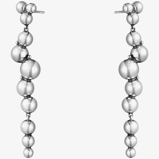 Georg Jensen Moonlight Grapes Long Dropper Sterling Silver Earrings 10019040