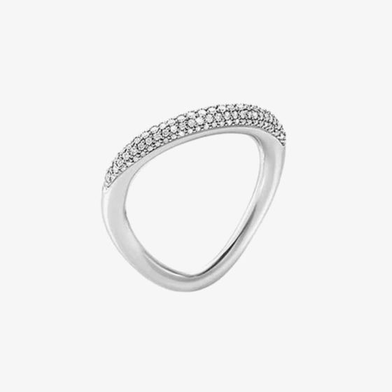 Georg Jensen Offspring Sterling Silver 0.29ct Diamond Pave Ring 200001350005 (56-57)