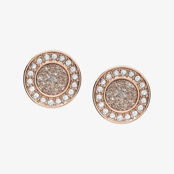 Fossil Halo Rose Gold-Tone Stud Earrings JF03263791