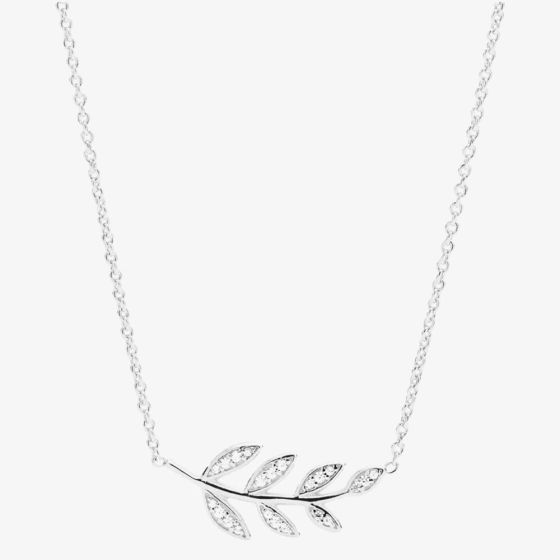 Fossil Sterling Silver Olive Branch Necklace JFS00485040