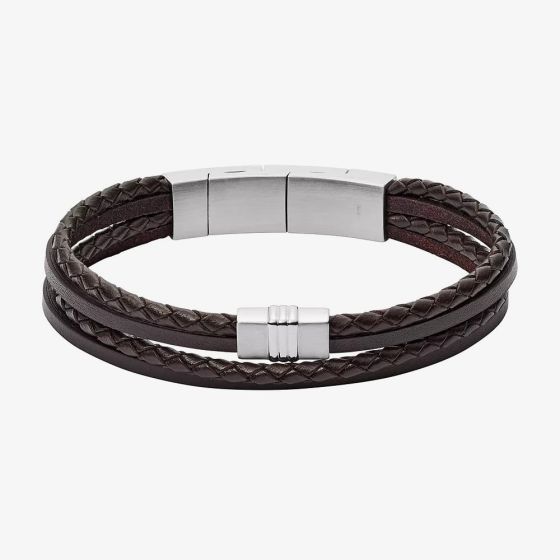 Fossil Townsman Vintage Multi Strand Brown Bracelet JF02934040