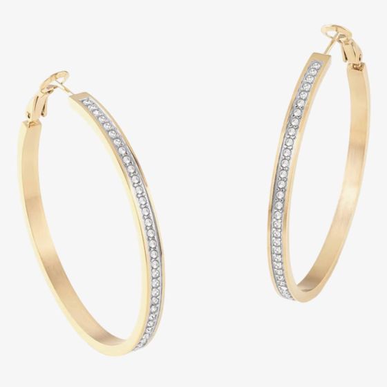 Guess Colour My Day Gold Plated Crystal 50mm Hoop Earrings JUBE02247JW YG