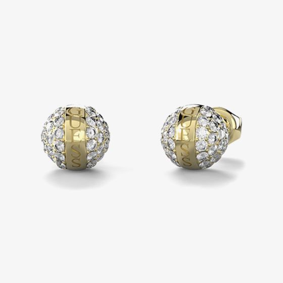 Guess Calypso Gold Tone Crystal Sphere Studs Earrings UBE04459YG