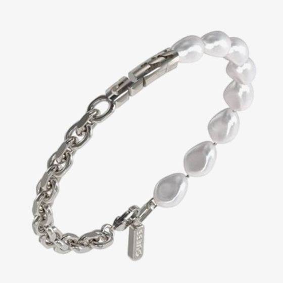 Guess Edgy Styles Chain & Freshwater Pearl Bracelet JUMB04066JW STWI L