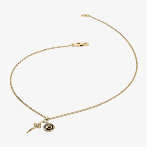 Guess South Alameda Gold Plated Sword & Coin Pendant JUMN04023YGBK