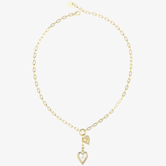 Guess Love Me Tender Crystal Two Heart Necklace UBN03234YGRH