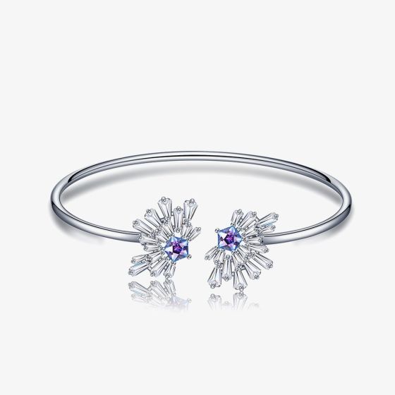 Fei Liu Rhodium Plated Fountain Crystals Star Bangle CAR-925R-406-SWCZ
