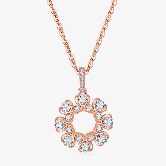Fei Liu Lilia 18ct Rose Gold Cubic Zirconia Open Flower Pendant Necklace LIL-925P-301-CZ00