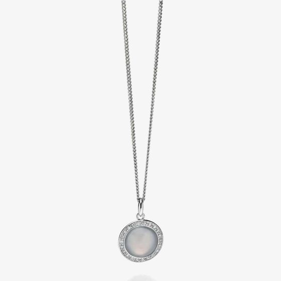 Fiorelli Ladies Silver Round Lavender Chalcedony Pavé Pendant P4240