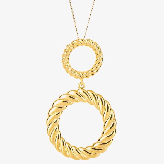 Fiorelli Gold Plated Rope Pattern Circle Drop Necklace P5192