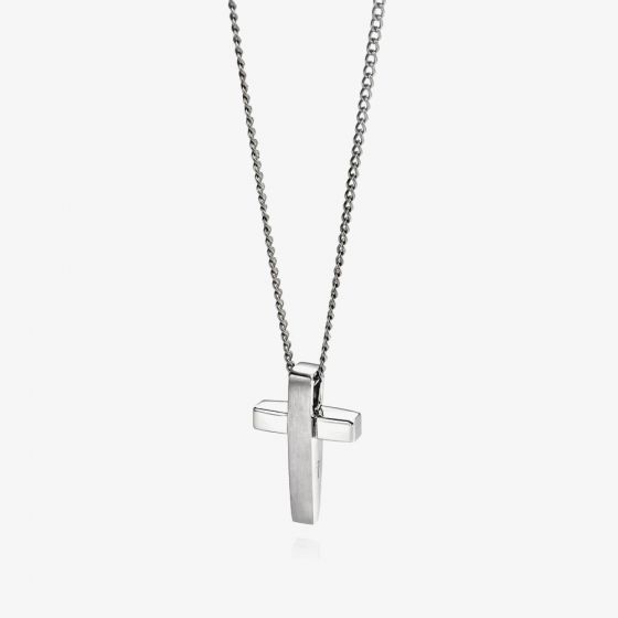 Fred Bennett Stainless Steel Matte Polished Cross Pendant P2542