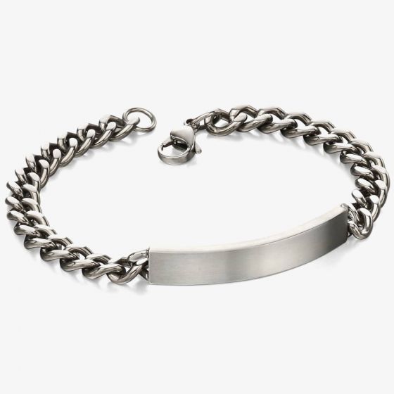 Fred Bennett Stainless Steel Diamond Cut ID Chain Bracelet B4987